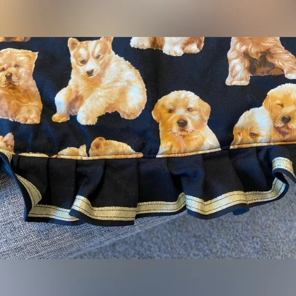 Handmade Black with Gold Trim Puppy Waist Apron - Picture 4 of 4